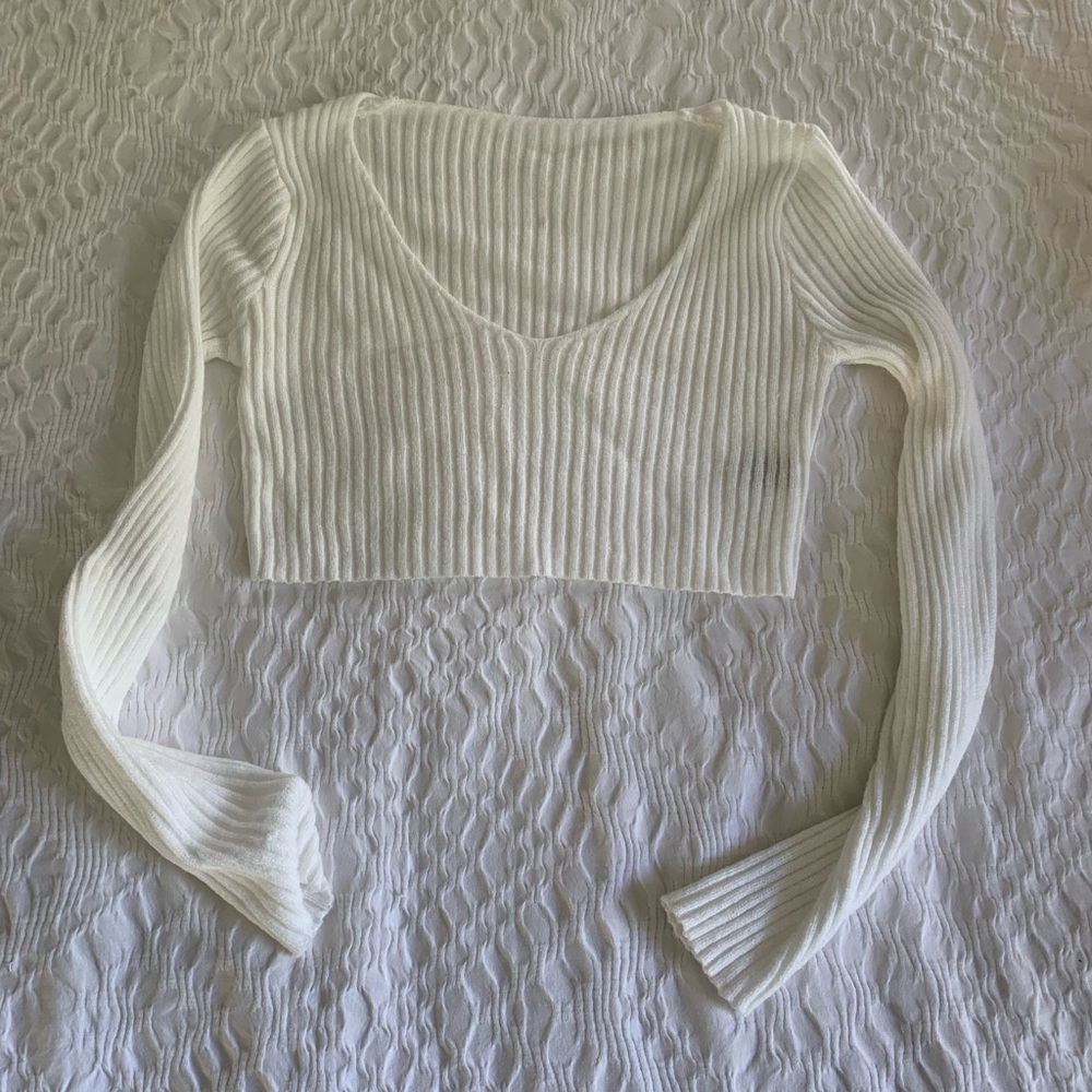 white cropped sweater